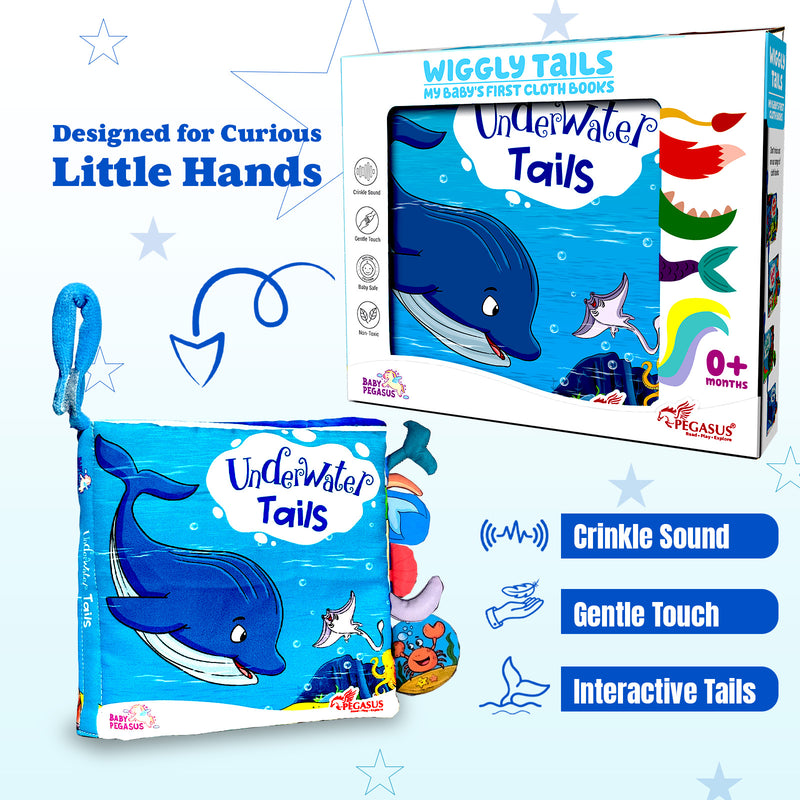 Underwater Tails – Baby's First Cloth Book (Age 0+) | Crinkle Sound, Gentle Touch Sensory Books