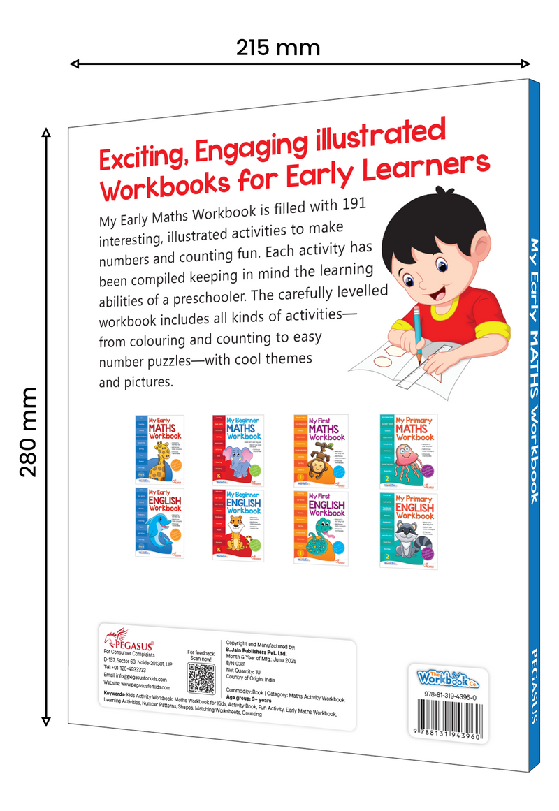 My Early Maths Workbook Pre K for Kids – 191 Fun  Activities for Counting & Early Learning (Age 3+Years)
