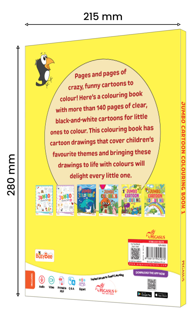 Jumbo Cartoon Colouring Book 1 for Kids – Creative Colouring Books with 140+ Fun Pictures (Age 3+ Years)