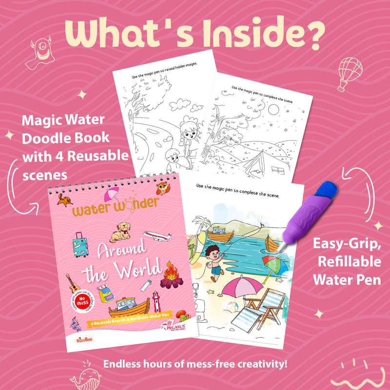 Water Wonder Colouring Book – Around the World Reusable Magic Books for Kids (Age 3+ Years)