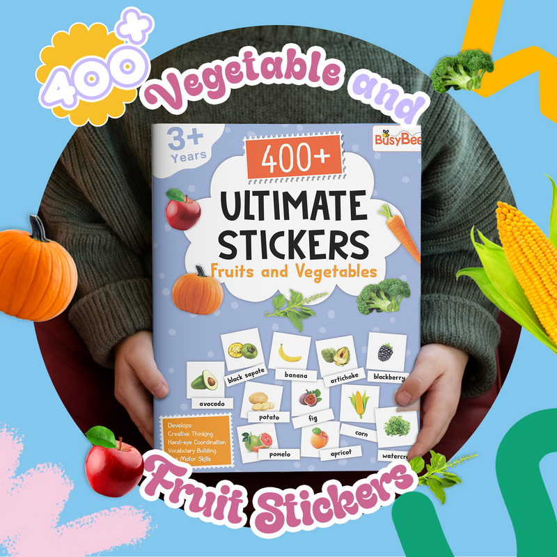 400+ Ultimate Stickers Fruits and Vegetables for Kids – Fun Learning Activity Book (Age 3+ Years)