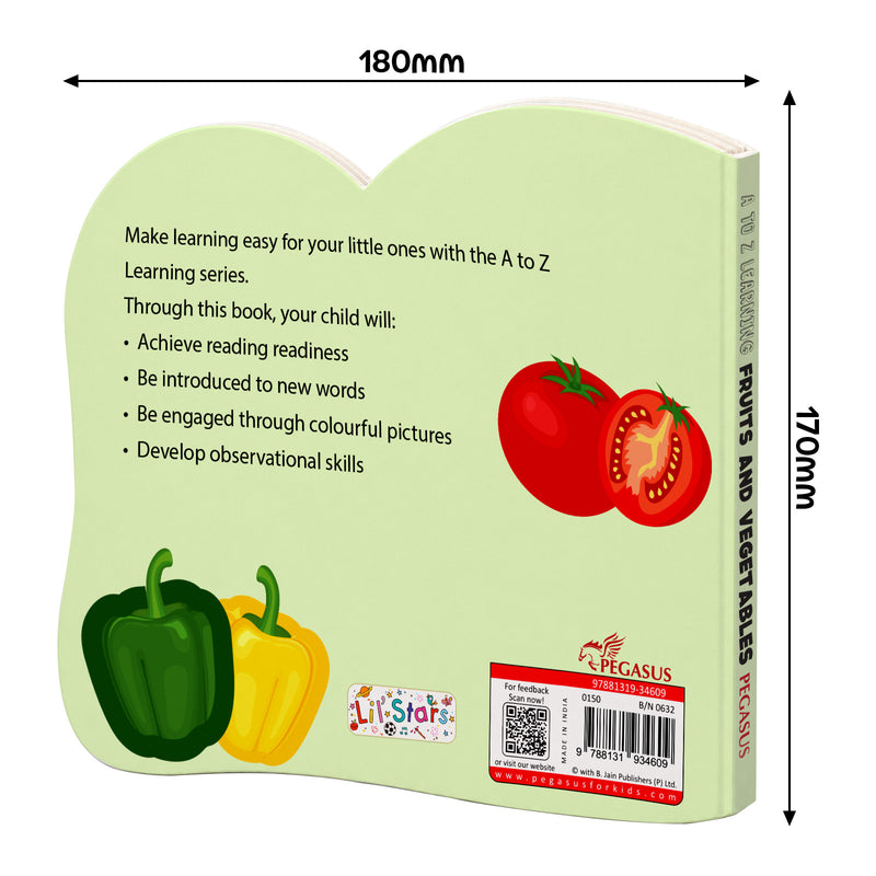 A to Z Learning Fruits and Vegetables Board Book for Kids – Early Learning Book (Age 1+ Years)