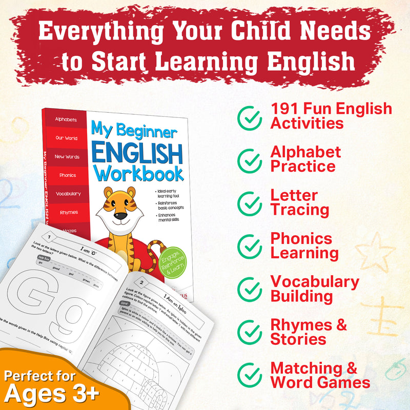 My Beginner English Workbook K for Kids – 191 Fun Activities for Letters & Early Learning  (Age 3+Years)