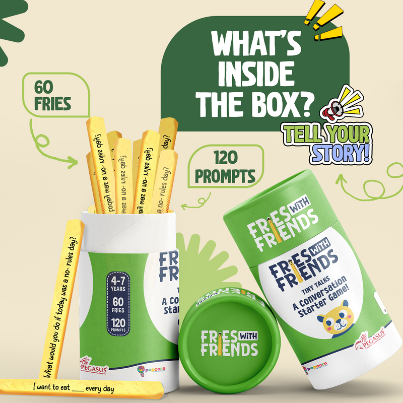 Fries with Friends - Tiny Talks Fun Conversation Stick Game For Kids and Teens (Age 4-7 Years)