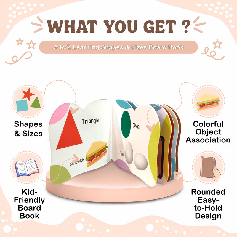 A to Z Learning Shapes and Sizes Board Book for Kids – Early Learning Shape Book (Age 1+ Years)