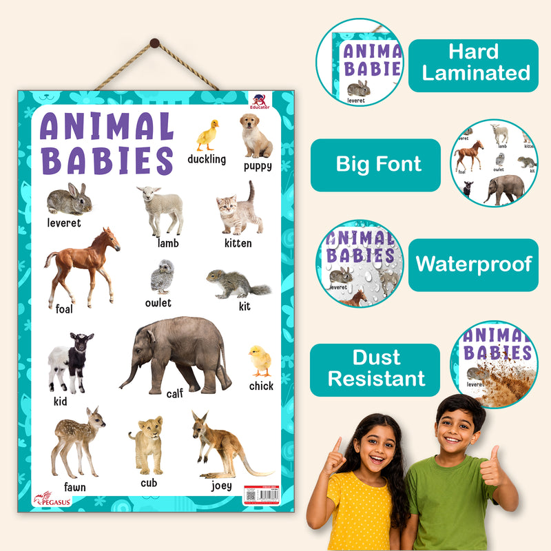 Animal Babies - Thick Laminated Primary Chart