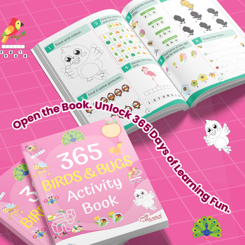 365 Birds & Bugs Activity Book for Kids – Mazes, Puzzles, and Memory Learning Books (Age 3+ Years)