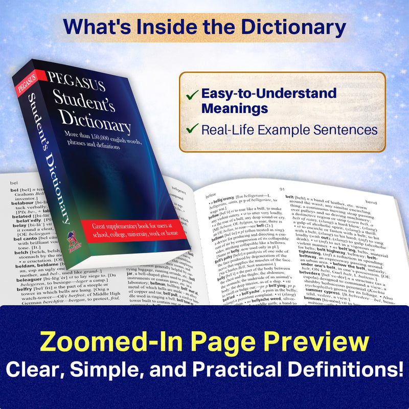 Pegasus English Student Dictionary – Best School Dictionary with 150,000+ Words (Age 8+ years)