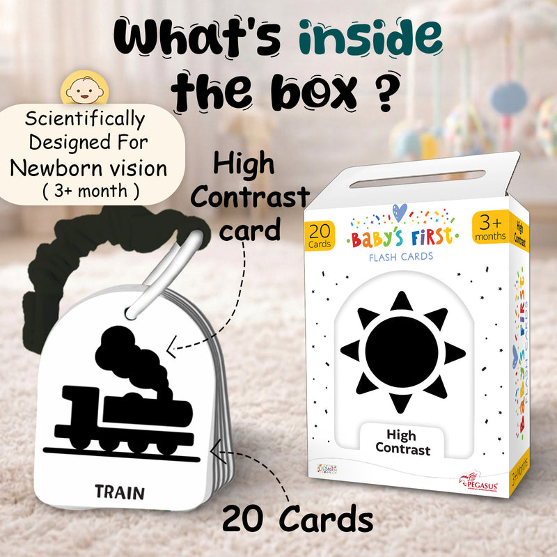 Baby’s First High Contrast Flash Cards – Black & White Visual Stimulation Cards (0+ Months)