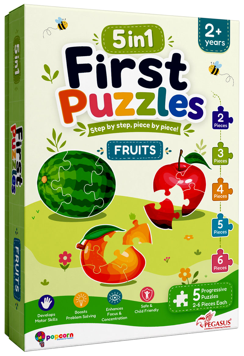 5-in-1 First Puzzles Fruits for Toddlers and Kids (Age 2+ Years) Jigsaw Puzzle Set | Fun Memory Games and Creative Activity