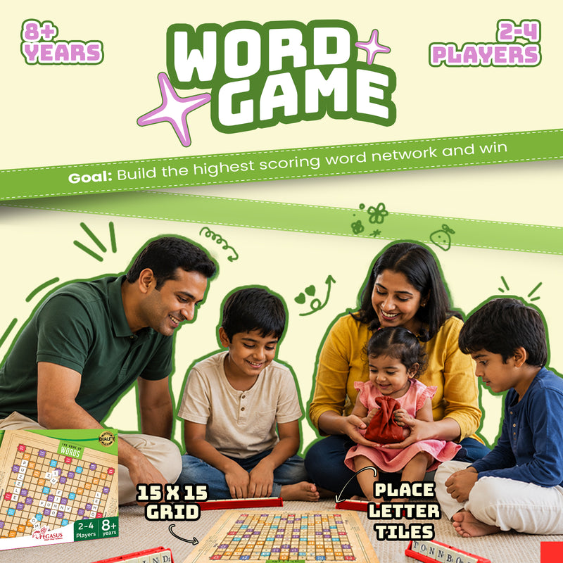 The Game of Words Board Game for Kids and Family Word Building Crossword Game Vocabulary and Spelling Game (Age 8+ Years)