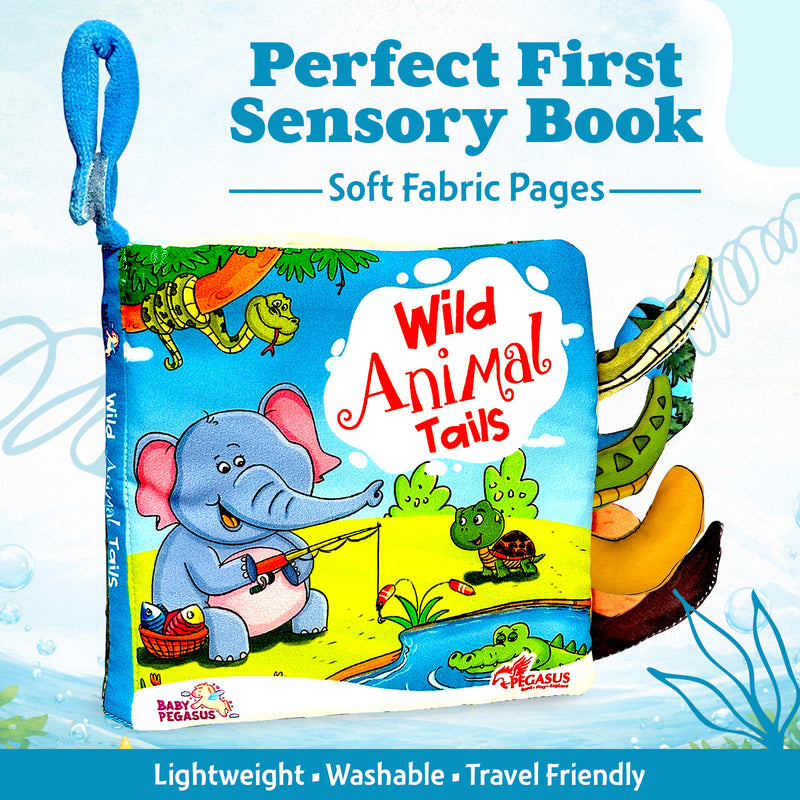 Wild Animal Tails – Baby's First Cloth Book (Age 0+) | Crinkle Sound, Gentle Touch Sensory Books