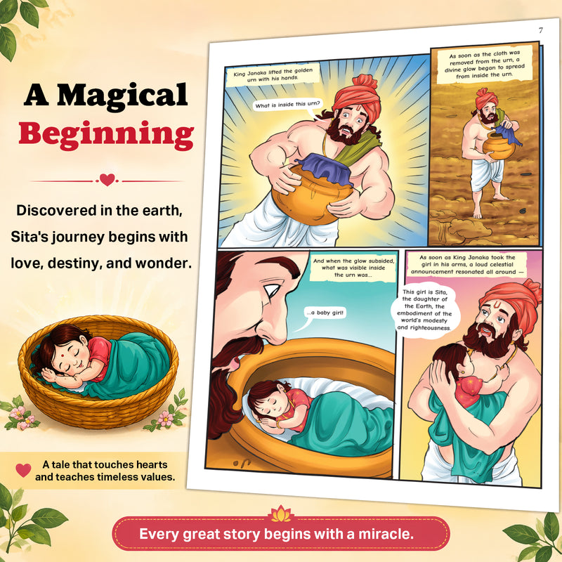 Devi Sita: The Daughter of Earth | Illustrated Mythology Story Book for Kids 8+ | Moral Values, Culture & Life Lessons | Engaging Comic-Style Book in Simple English