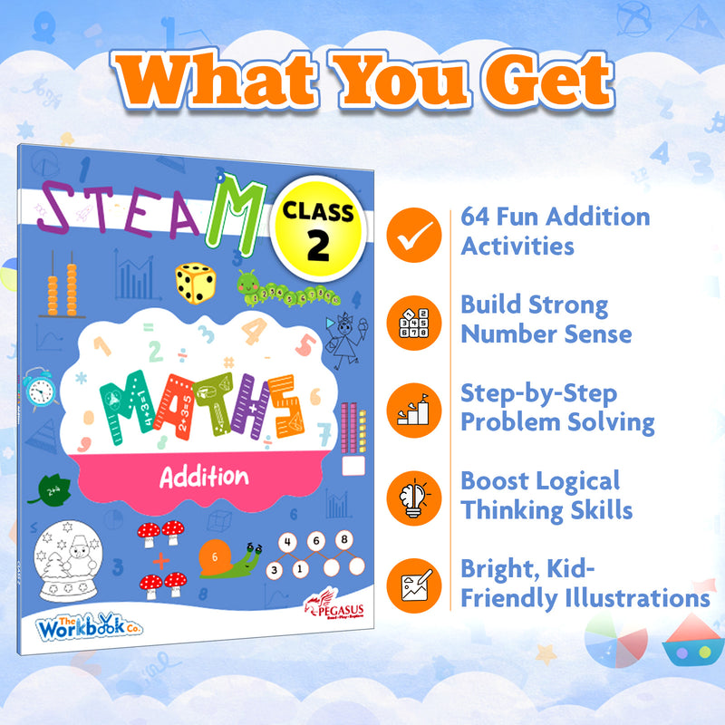 STEAM Wonders of Maths Workbook for Class 2 | Addition Activity Book with Fun Maths Exercises & Number Sense Practice (Age 6–8 Years)