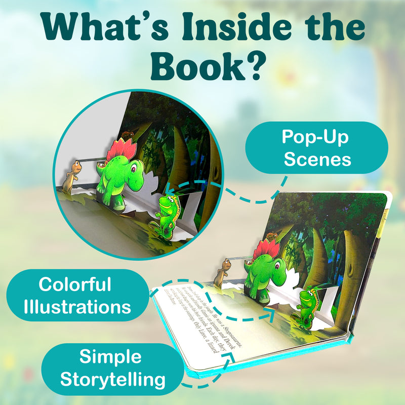 Dorzee, the Stegosaurus – Pop-Up Book for Kids | Bedtime Story Book with Fun Lesson (Age 2+ Years)