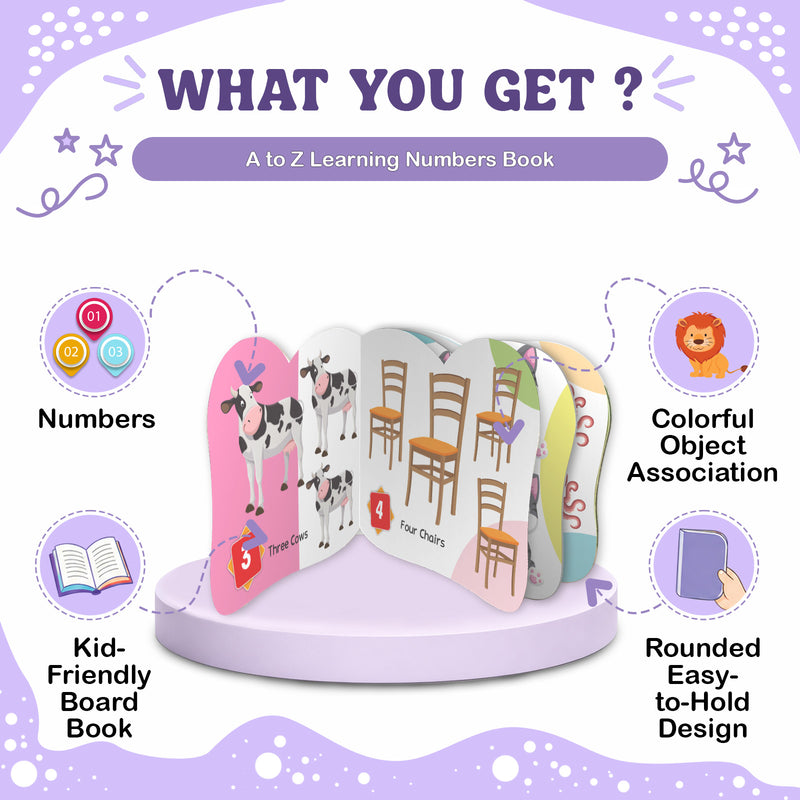 A to Z Learning Number Board Book for Kids – Number Picture Early Learning (Age 1+ Years)