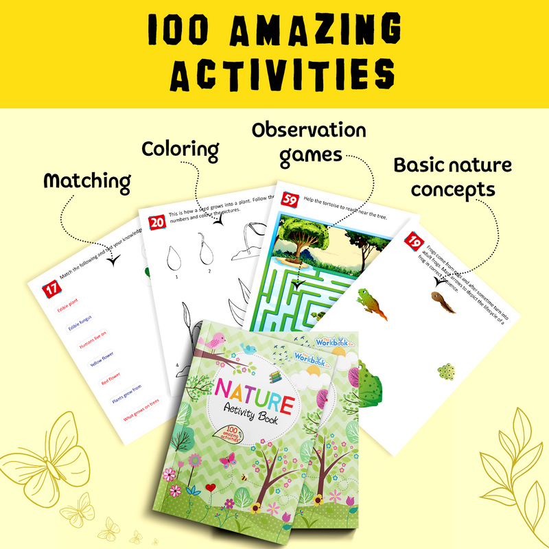 Nature Activity Book for Kids – 100 Amazing Activities, Matching & Colouring Workbook (Age 4+ Years)