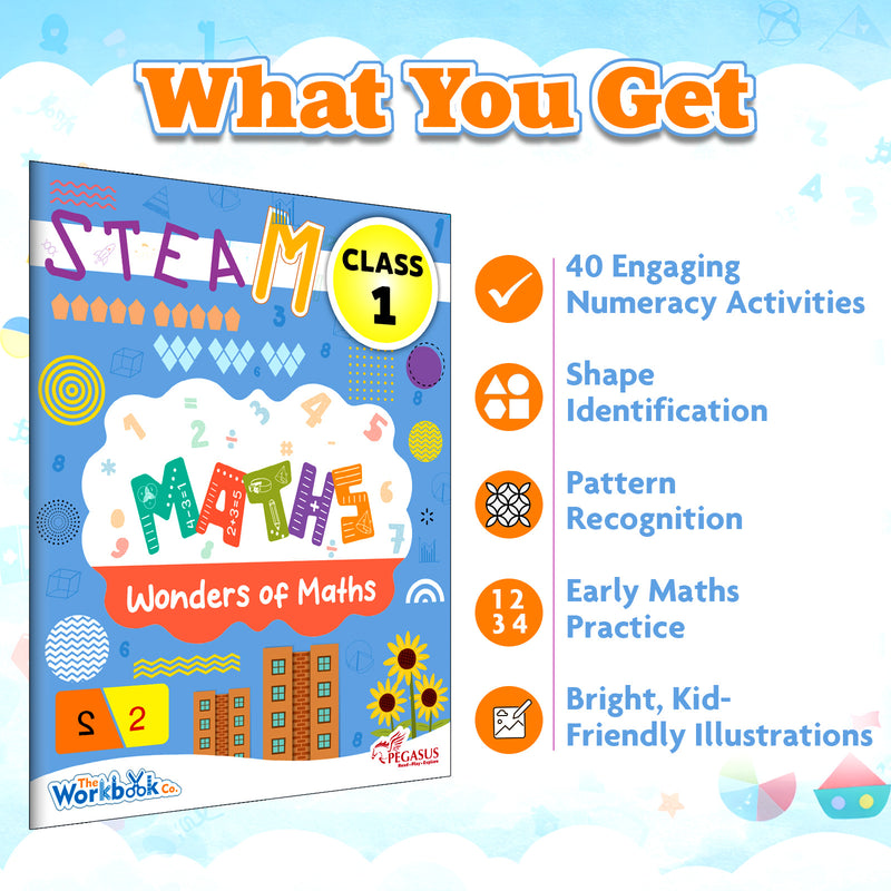STEAM Wonders of Maths Workbook for Class 1 | Early Maths Activity Book for Shapes, Patterns & Numeracy Skills (Age 5–7 Years)