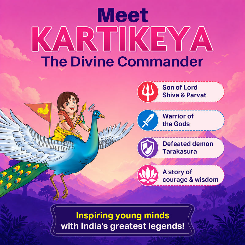 Lord Kartikeya: The Divine Commander | Illustrated Mythology Story Book for Kids 8+ | Courage, Leadership & Values | Engaging Comic-Style Book in Simple English