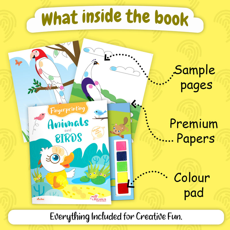 Fingerprinting Animals and Birds – Creative Art and Craft Activity Book for Kids (Age 3+ Years)