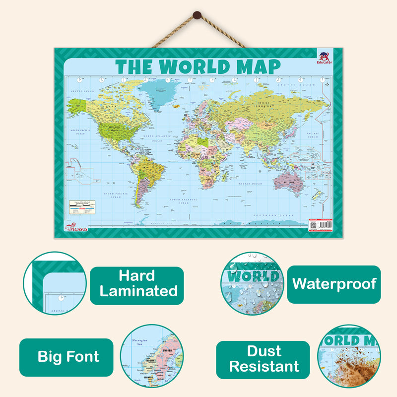 World Map – Educational Wall Chart Ideal for Home, Classrooms & Study Rooms | Age 5+