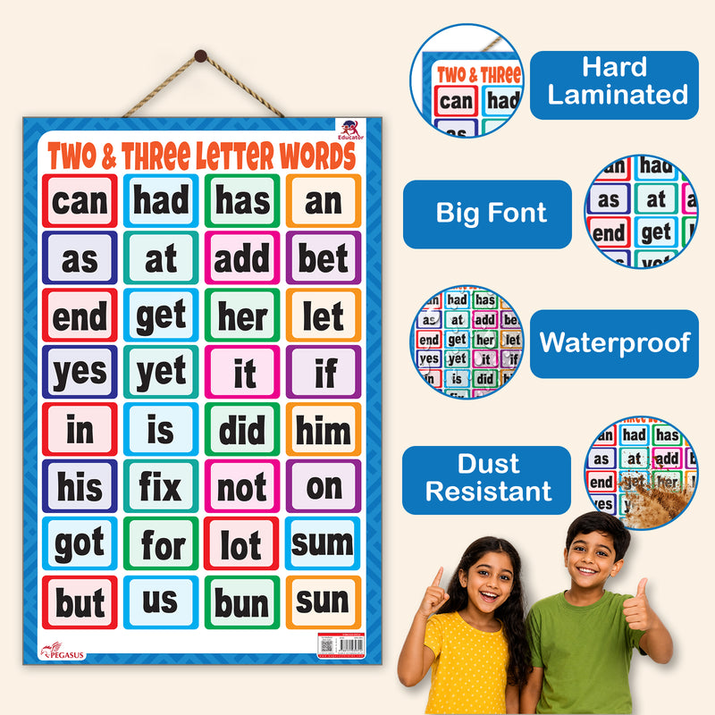 Two & Three Letter Words - Thick Laminated Primary Chart