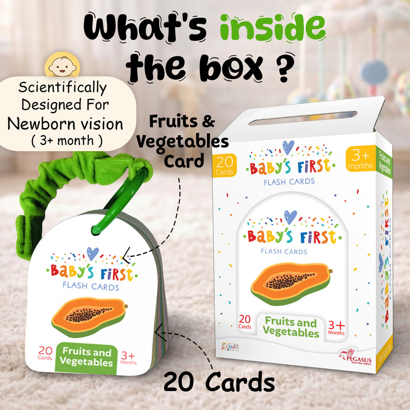 Baby’s First Flash Cards – Fruits & Vegetables | Early Learning & Mind Building Cards (3+ Months)