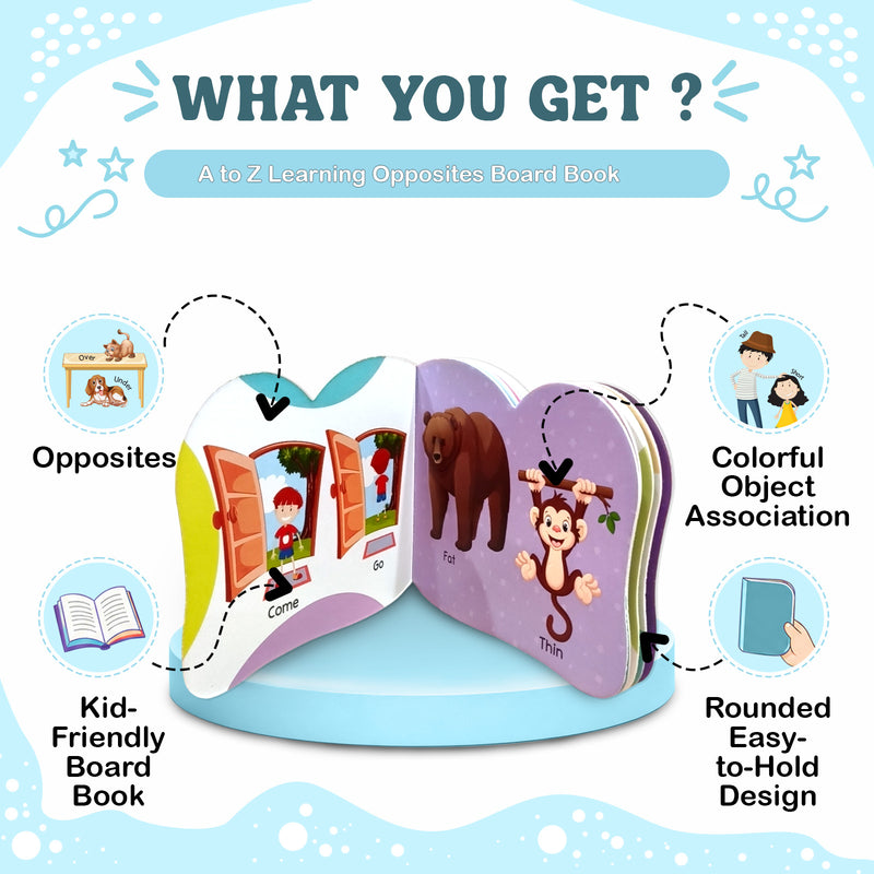 A to Z Learning Opposites Board Book for Kids – Early Learning Words Picture Book (Age 1+ Years)