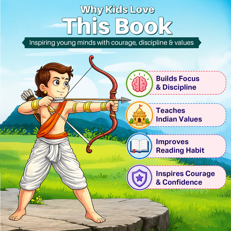 Arjuna: The Fearless Warrior | Illustrated Mythology Story Book for Kids 8+ | Courage, Focus & Discipline | Engaging Comic-Style Book in Simple English