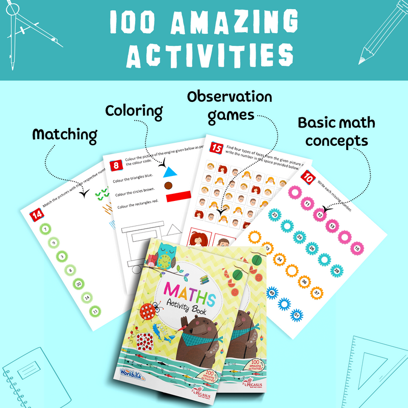 Maths Activity Book for Kids – 100 Amazing Activities, Matching & Colouring Workbook (Age 4+ Years)