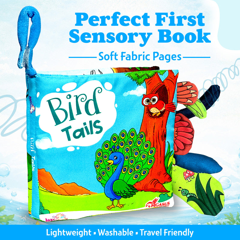 Bird Tails – Baby's First Cloth Book (Age 0+) | Crinkle Sound, Gentle Touch Sensory Books
