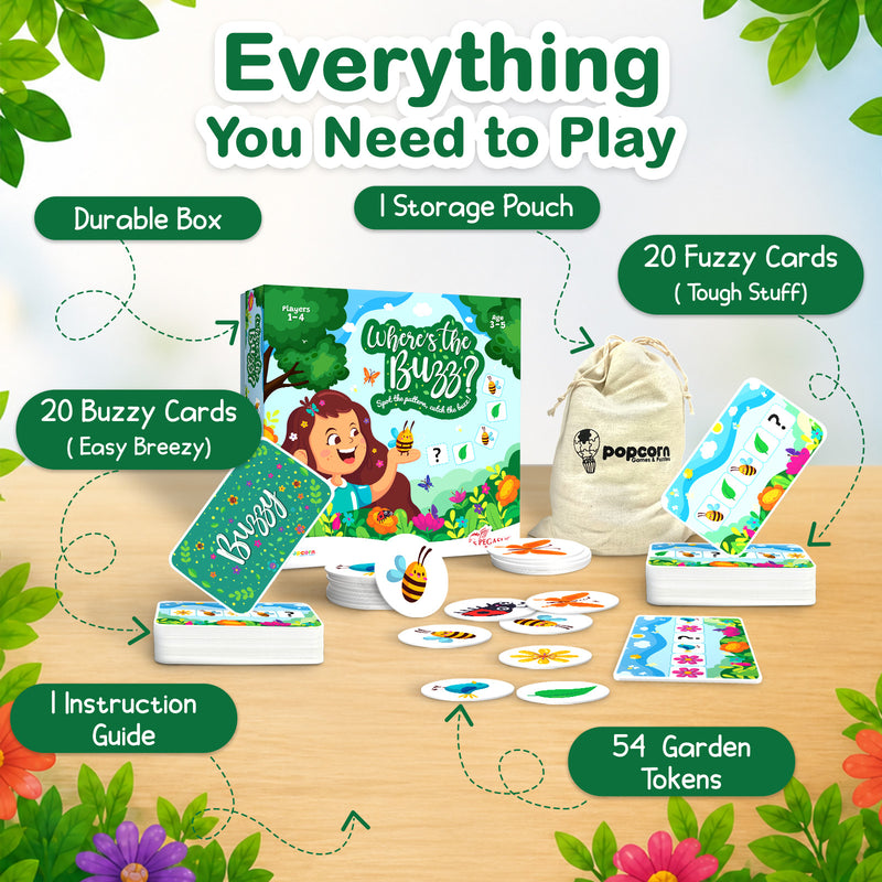 Where’s the Buzz Memory Matching Card and Puzzle Games for Kids, Creative Fun Learning Pattern (Age 3+ Years)
