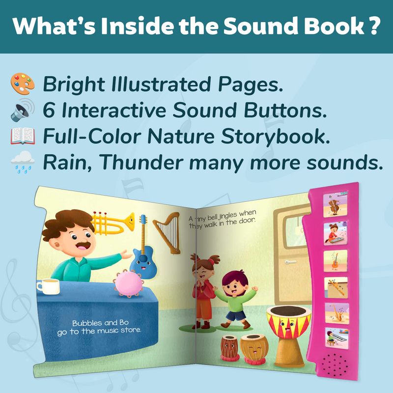 I Explore Musical Instruments Book for Kids – Magic Noise Book with 6 Real Sound Effects (Age 1+ Years)