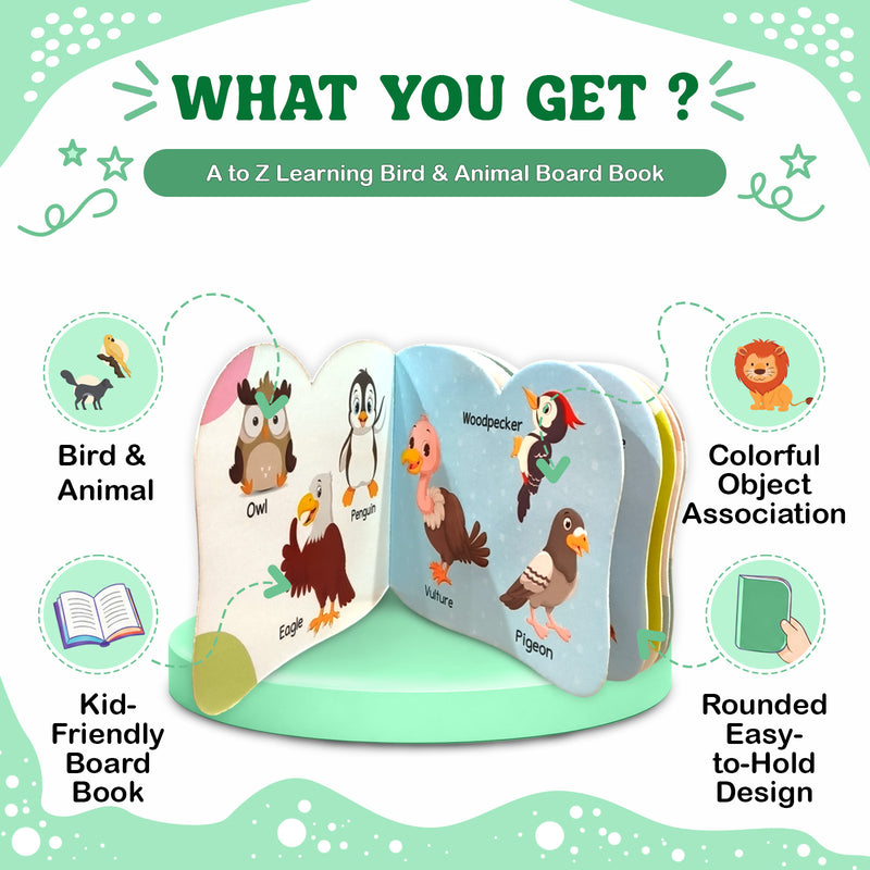 A to Z Learning Birds and Animals Board Book for Kids – Fun Picture Early Learning (Age 1+ Years)
