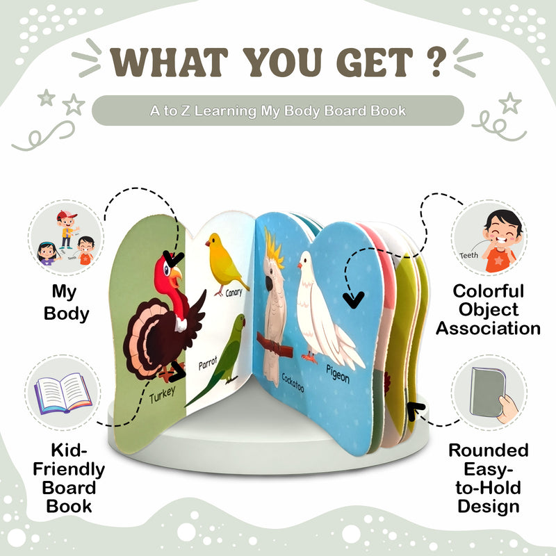 A to Z Learning My Body Board Book for Kids – Early Learning Body Parts Picture Book (Age 1+ Years)