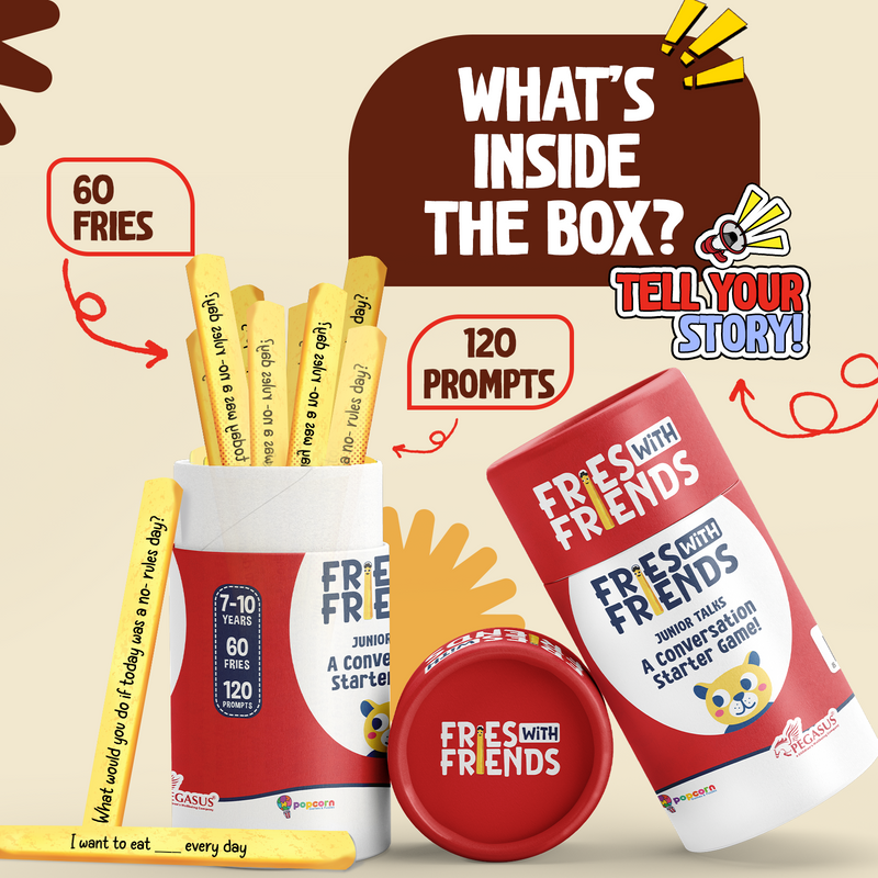 Fries with Friends Junior Talks - Fun Conversation Stick Game For Kids, and Teens(Age 7-10 Years)