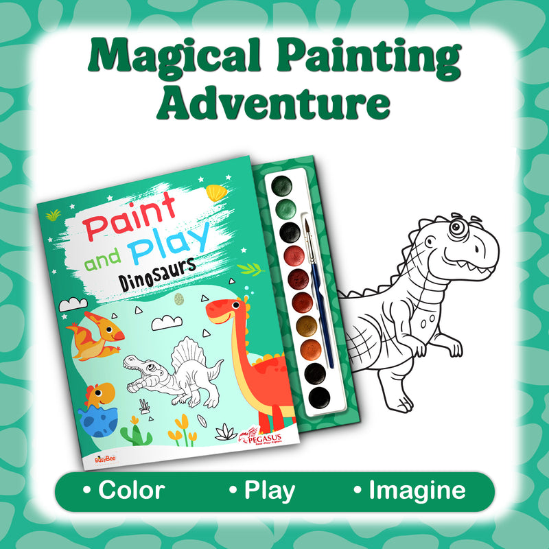 Dinosaurs Colouring Book for Kids – Paint and Play Watercolour Painting Set (Age 3+ Years)