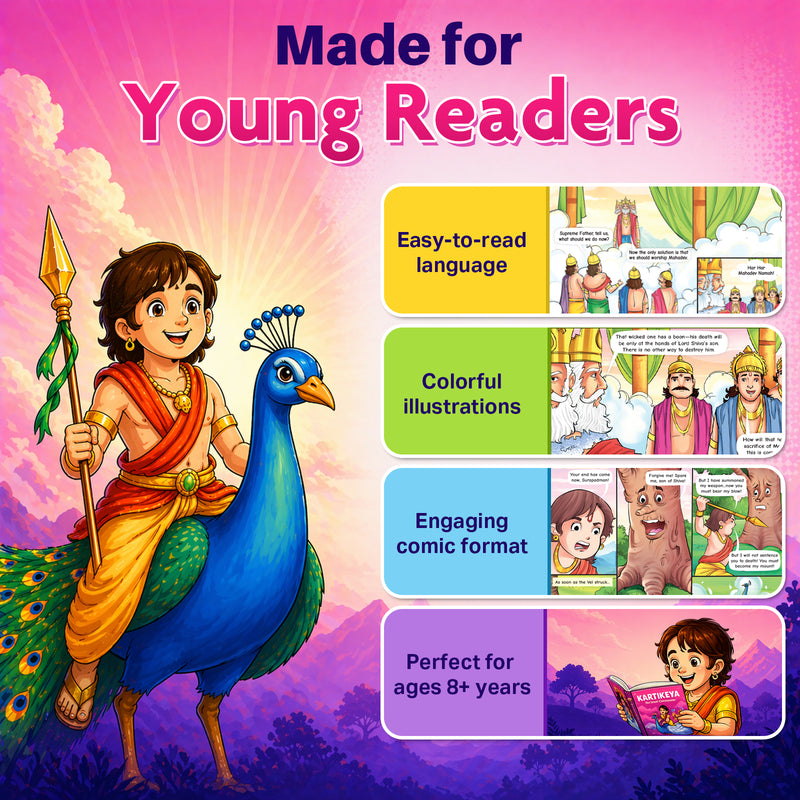 Lord Kartikeya: The Divine Commander | Illustrated Mythology Story Book for Kids 8+ | Courage, Leadership & Values | Engaging Comic-Style Book in Simple English