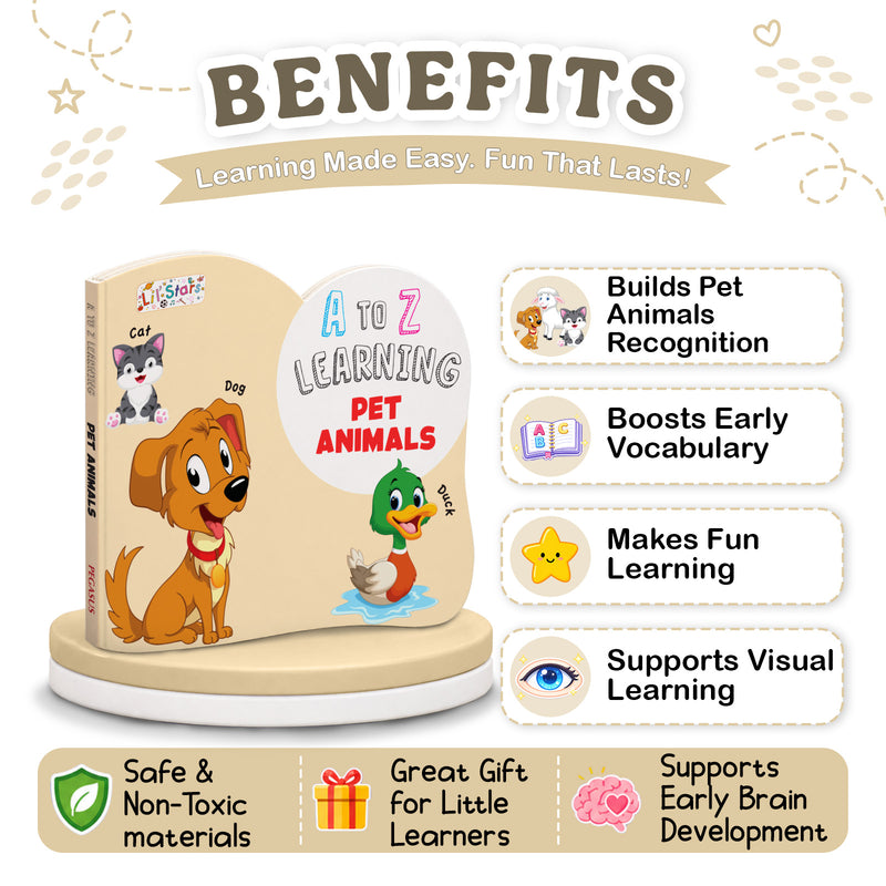 A to Z Learning Pet Animals Board Book for Kids – Early Learning Pet Picture Book (Age 1+ Years)
