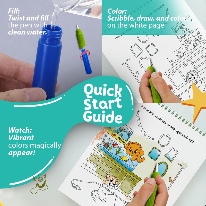 Water Wonder Colouring Book – Animal Friends Reusable Magic Books for Kids (Age 3+ Years)