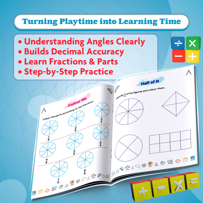 STEAM Maths Angles Fractions & Decimals Workbook for Class 3 (Age 7–9 Years)