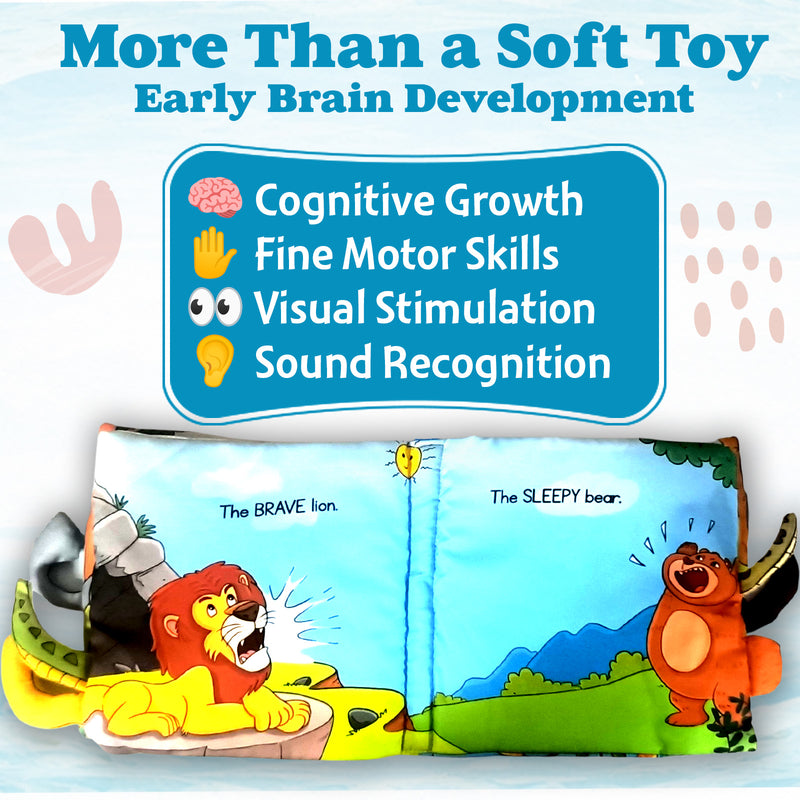 Wild Animal Tails – Baby's First Cloth Book (Age 0+) | Crinkle Sound, Gentle Touch Sensory Books