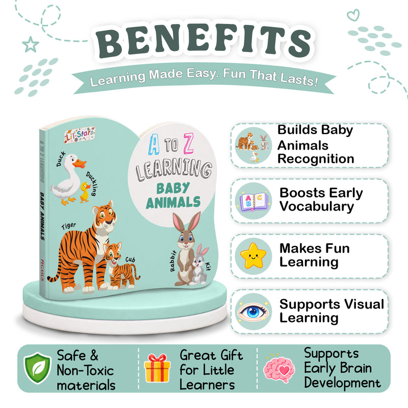 A to Z Learning Baby Animals Board Book for Kids – Early & Fun Learning Book (Age 1+ Years)
