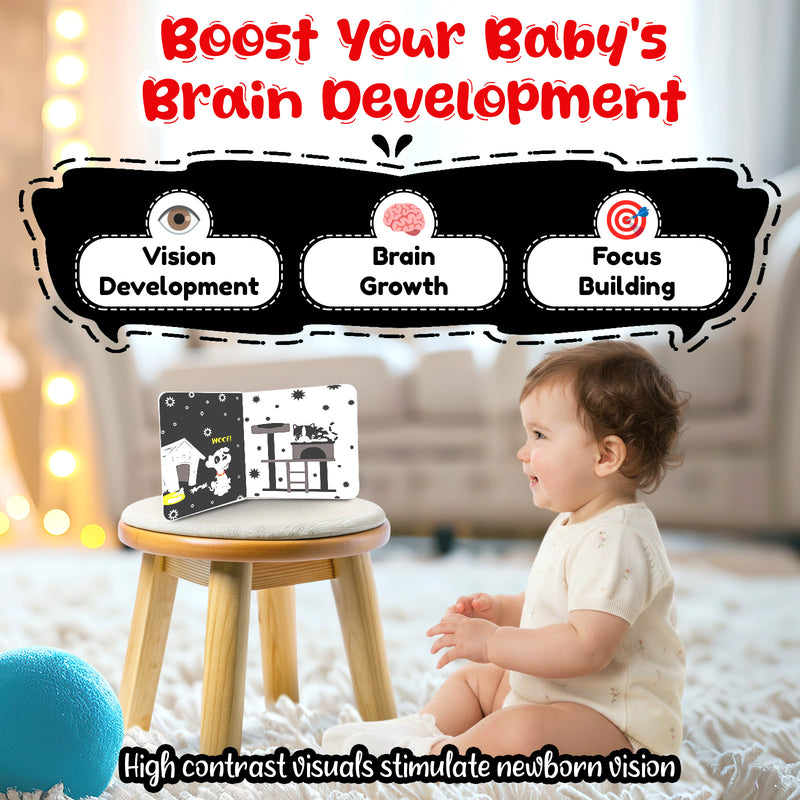Baby’s First High Contrast Book for Babies – Soft & Safe Animals Black and White Book (0+ Months)