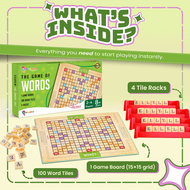 The Game of Words Board Game for Kids and Family Word Building Crossword Game Vocabulary and Spelling Game (Age 8+ Years)