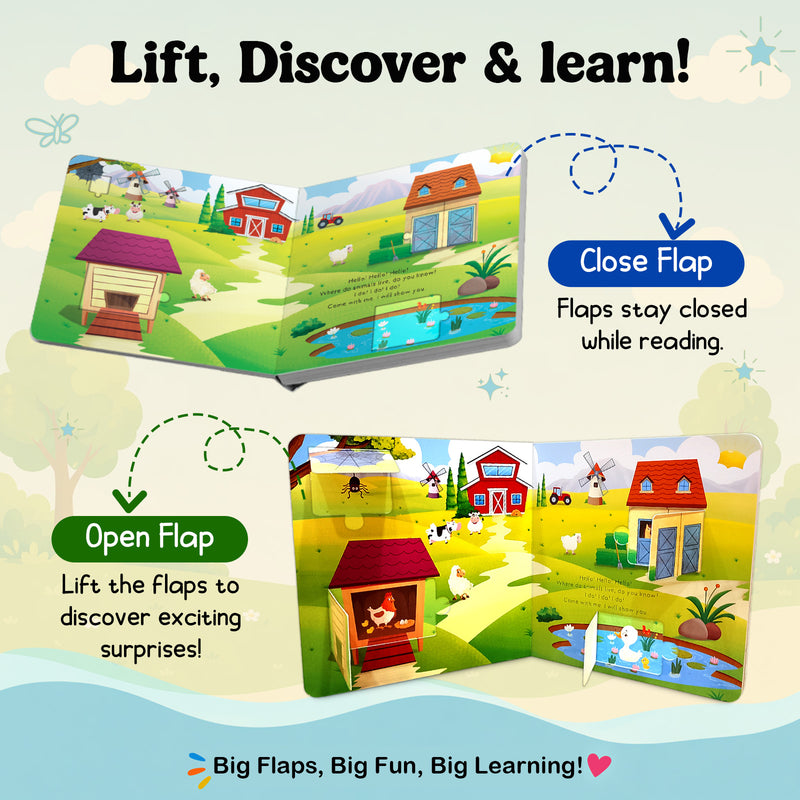 Lift the Flap Animal Board Book for Kids – Early Learning Animals & Their Homes (Age 2+ Years)