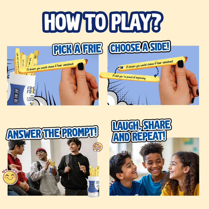 Fries with Friends Chill Talks  - Fun Conversation Stick Game For Kids, Teens, and Adults (Age 13+ Years)