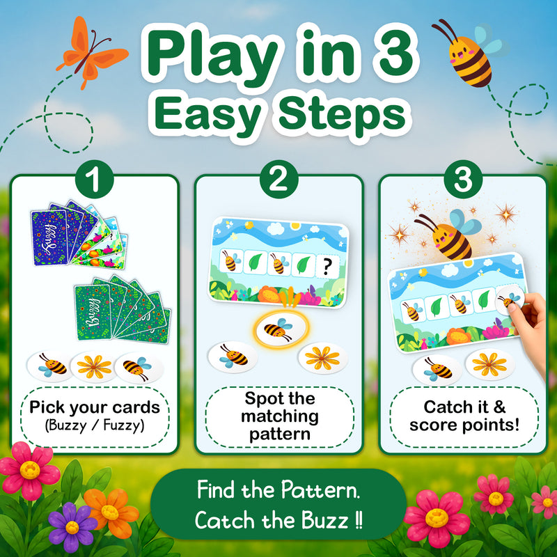 Where’s the Buzz Memory Matching Card and Puzzle Games for Kids, Creative Fun Learning Pattern (Age 3+ Years)