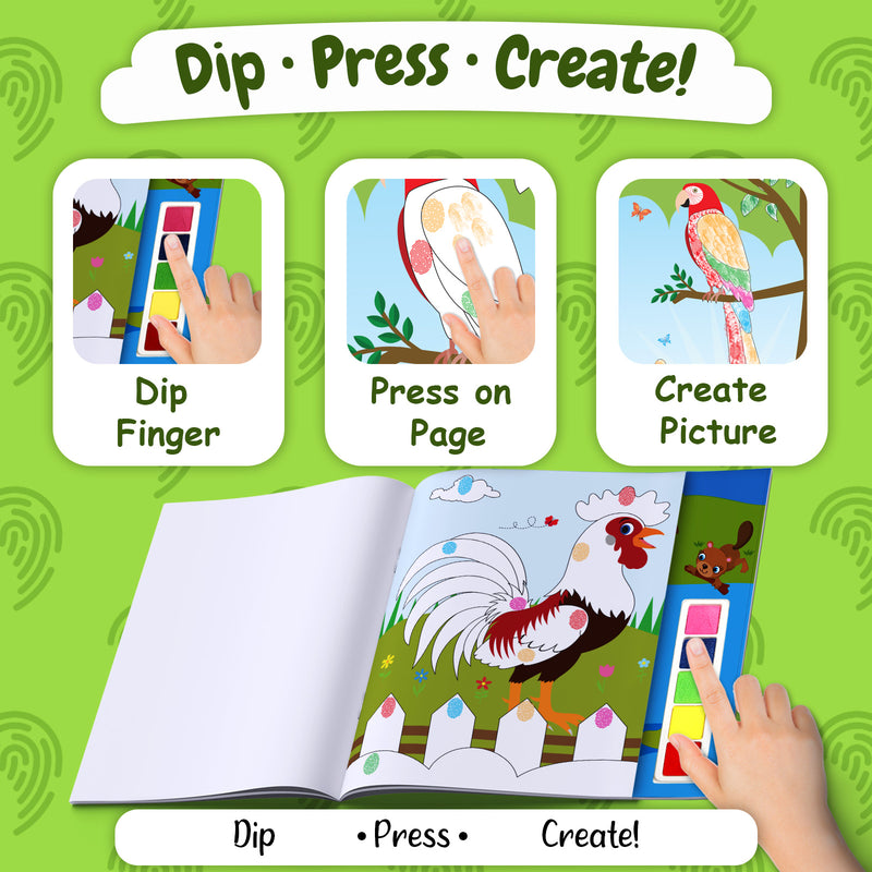 Fingerprinting Animals and Birds – Creative Art and Craft Activity Book for Kids (Age 3+ Years)