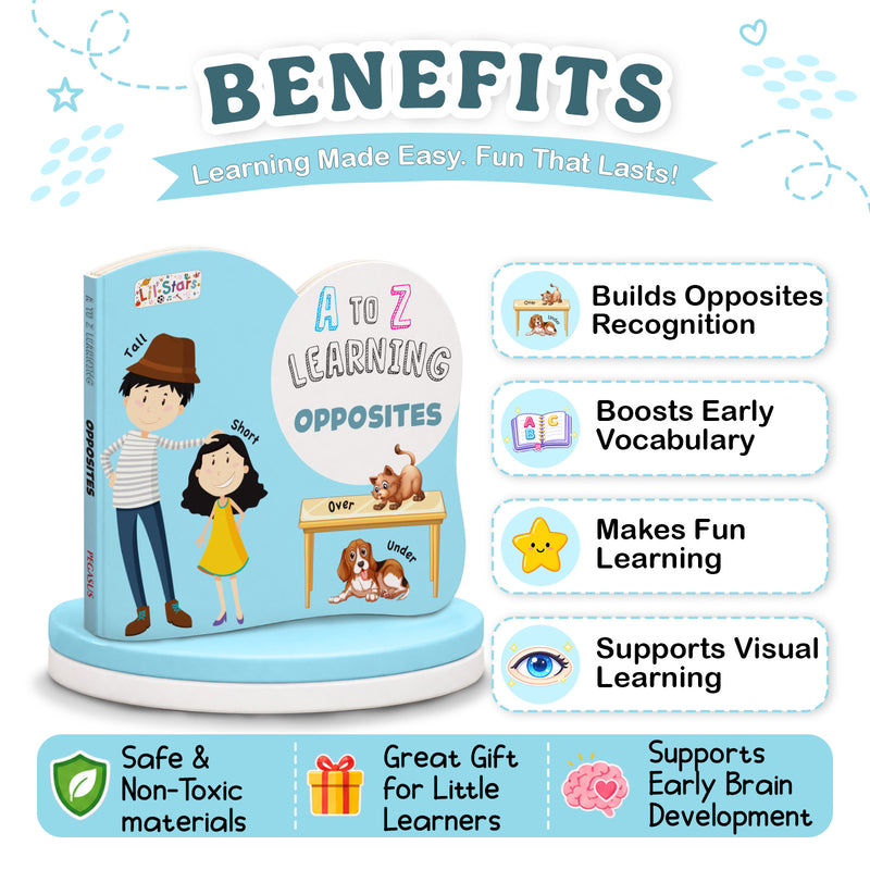 A to Z Learning Opposites Board Book for Kids – Early Learning Words Picture Book (Age 1+ Years)